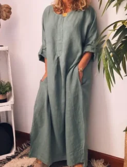 Clearance Women's Black Yellow Wine Summer Spring Fall Maxi Dress Casual Dress Sundress Cotton Summer Dress Vacation Fashion Modern Outdoor Vacation Daily Regular Fit Plain Crew Neck Women Dresses
