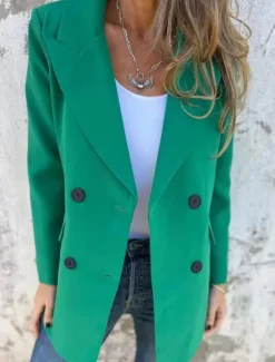 Clearance Women's Blazer Breathable Comfortable Pocket Casual Plain Office Street Casual Daily Wear Double Breasted Regular Peaked Lapel Regular Fit Long Sleeve Outerwear Black White Red Summer Women Blazers & Suits