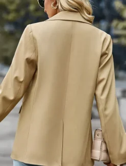 Hot Women's Blazer Breathable Comfortable Pocket Casual Plain Office Street Casual Daily Wear Single Breasted Regular Turndown Regular Fit Long Sleeve Outerwear Black White Green Summer Women Blazers & Suits