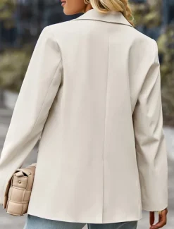 Hot Women's Blazer Breathable Comfortable Pocket Casual Plain Office Street Casual Daily Wear Single Breasted Regular Turndown Regular Fit Long Sleeve Outerwear Black White Green Summer Women Blazers & Suits
