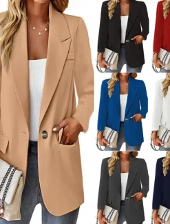 Clearance Women's Blazer Breathable Comfortable Buttons Pocket Casual Plain Office Street Casual Daily Wear Single Breasted Regular Turndown Regular Fit Long Sleeve Outerwear Black White Red Summer Women Blazers & Suits