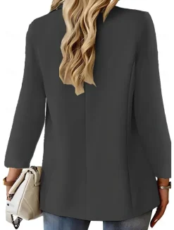 Clearance Women's Blazer Breathable Comfortable Buttons Pocket Casual Plain Office Street Casual Daily Wear Single Breasted Regular Turndown Regular Fit Long Sleeve Outerwear Black White Red Summer Women Blazers & Suits