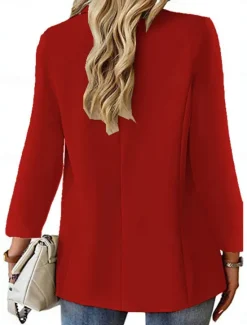 Clearance Women's Blazer Breathable Comfortable Buttons Pocket Casual Plain Office Street Casual Daily Wear Single Breasted Regular Turndown Regular Fit Long Sleeve Outerwear Black White Red Summer Women Blazers & Suits