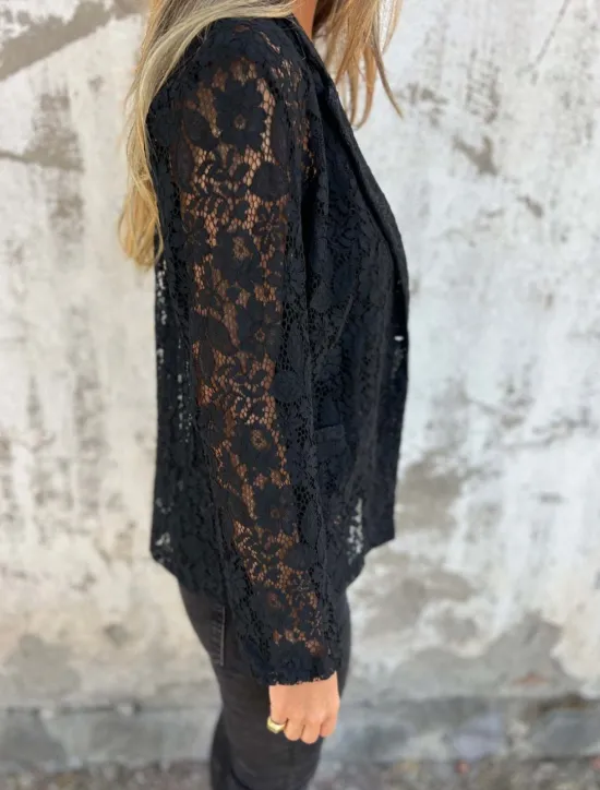 Outlet Women's Blazer Breathable Comfortable Lace Patchwork Casual Plain Office Street Casual Daily Wear Open Front Regular Turndown Regular Fit Long Sleeve Outerwear Black White Summer Women Blazers & Suits