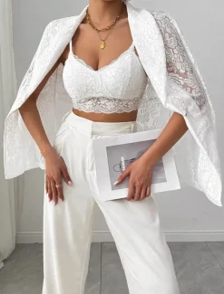 Clearance Women's Blazer Breathable Comfortable Patchwork Embroidered Fashion Casual Plain Office Street Casual Daily Wear Open Front Regular Turndown Regular Fit Long Sleeve Outerwear Summer Women Blazers & Suits
