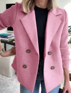 Outlet Women's Blazer Breathable Comfortable Pocket Casual Plain Office Street Casual Daily Wear Double Breasted Regular Turndown Regular Fit Long Sleeve Outerwear Black Pink Brown Spring Fall Women Blazers & Suits