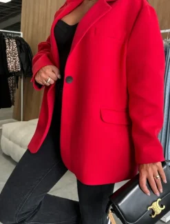 Outlet Women's Blazer Button Plain Comfortable Fashion Regular Fit Outerwear Long Sleeve Winter Black S Women Blazers & Suits