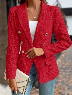 Outlet Women's Blazer Button Solid Color Comfortable Stylish Regular Fit Outerwear Long Sleeve Winter Black S Women Blazers & Suits
