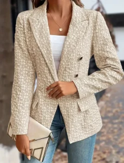 Outlet Women's Blazer Button Solid Color Comfortable Stylish Regular Fit Outerwear Long Sleeve Winter Black S Women Blazers & Suits