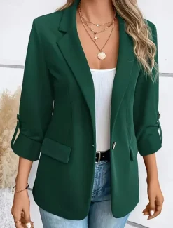 Clearance Women's Blazer Button Solid Color Casual / Daily Stylish Regular Fit Outerwear Long Sleeve Winter claret S Women Blazers & Suits