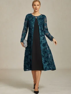 Clearance Women's Blazer Caot Jacket Lace Embroidered Sequin Elegant Floral Formal Anniversary Party Wedding Guest Open Front Long Crewneck Regular Fit Long Sleeve Outerwear Navy Blue Spring Fall Women Blazers & Suits|Coats & Trench Coats