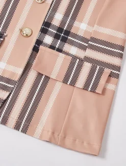 Clearance Women's Blazer Chinos Long Sleeve Shirt Collar Plaid Patchwork Fall Regular Fit Women Two Piece Sets