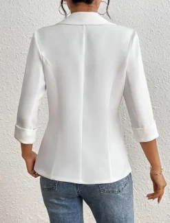 Clearance Women's Blazer Comfortable Breathable Pocket Casual Plain Office Street Casual Daily Wear Single Breasted Regular Turndown Regular Fit Long Sleeve Outerwear Summer Spring Women Blazers & Suits