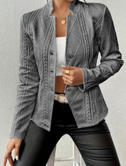 Clearance Women's Blazer Comfortable Breathable Buttons Fashion Modern Plain Work Daily Regular Stand Collar Regular Fit Long Sleeve Outerwear Black White Pink Spring Fall Women Blazers & Suits