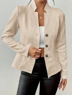 Clearance Women's Blazer Comfortable Breathable Buttons Fashion Modern Plain Work Daily Regular Stand Collar Regular Fit Long Sleeve Outerwear Black White Pink Spring Fall Women Blazers & Suits