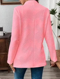 Discount Women's Blazer Comfortable Breathable Buttons Casual Plain Office Street Casual Daily Wear Single Breasted Regular Stand Collar Regular Fit Long Sleeve Outerwear Black White Pink Summer Fall Women Blazers & Suits
