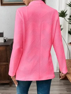 Discount Women's Blazer Comfortable Breathable Buttons Casual Plain Office Street Casual Daily Wear Single Breasted Regular Stand Collar Regular Fit Long Sleeve Outerwear Black White Pink Summer Fall Women Blazers & Suits