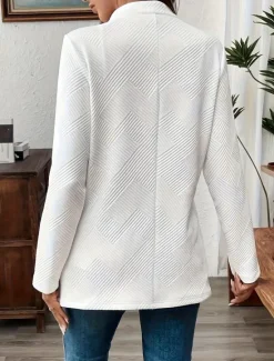 Discount Women's Blazer Comfortable Breathable Buttons Casual Plain Office Street Casual Daily Wear Single Breasted Regular Stand Collar Regular Fit Long Sleeve Outerwear Black White Pink Summer Fall Women Blazers & Suits