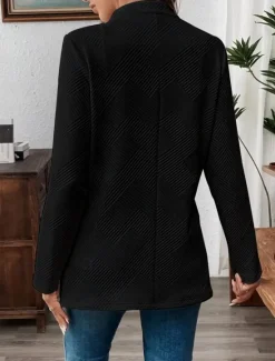 Discount Women's Blazer Comfortable Breathable Buttons Casual Plain Office Street Casual Daily Wear Single Breasted Regular Stand Collar Regular Fit Long Sleeve Outerwear Black White Pink Summer Fall Women Blazers & Suits