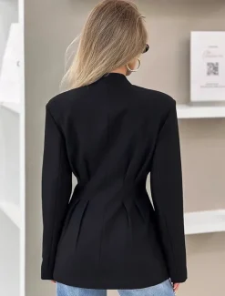 Best Women's Blazer Comfortable Ruched Patchwork Elegant Fashion Glamorous & Dramatic Lady Solid Color School Formal Office Party / Evening Single Breasted Regular V Neck Regular Fit Long Sleeve Outerwear Women Blazers & Suits