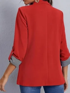 Sale Women's Blazer Comfortable Breathable Pocket Casual Plain Office Street Casual Daily Wear Single Breasted Regular Turndown Regular Fit Long Sleeve Outerwear Black Red Navy Blue Summer Spring Women Blazers & Suits