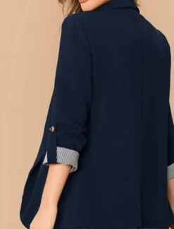 Sale Women's Blazer Comfortable Breathable Pocket Casual Plain Office Street Casual Daily Wear Single Breasted Regular Turndown Regular Fit Long Sleeve Outerwear Black Red Navy Blue Summer Spring Women Blazers & Suits