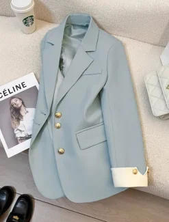 Outlet Women's Blazer Comfortable Breathable Pocket Casual Plain Office Street Casual Daily Wear Single Breasted Regular Turndown Regular Fit Long Sleeve Outerwear Black Blue Purple Summer Spring Women Blazers & Suits