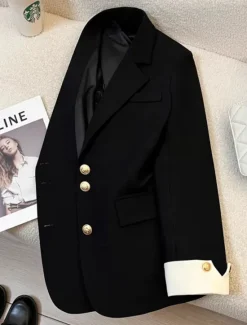 Outlet Women's Blazer Comfortable Breathable Pocket Casual Plain Office Street Casual Daily Wear Single Breasted Regular Turndown Regular Fit Long Sleeve Outerwear Black Blue Purple Summer Spring Women Blazers & Suits