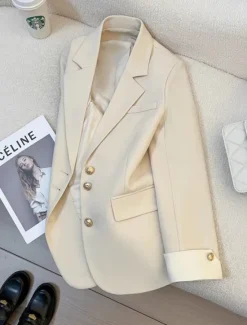 Outlet Women's Blazer Comfortable Breathable Pocket Casual Plain Office Street Casual Daily Wear Single Breasted Regular Turndown Regular Fit Long Sleeve Outerwear Black Blue Purple Summer Spring Women Blazers & Suits