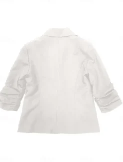 New Women's Blazer Comfortable Breathable Pocket Buttons Casual Plain Office Street Casual Daily Wear Single Breasted Regular Turndown Regular Fit Long Sleeve Outerwear Black White Navy Blue Summer Spring Women Blazers & Suits