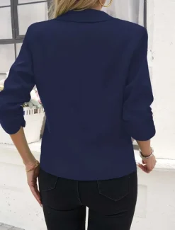 New Women's Blazer Comfortable Breathable Pocket Buttons Casual Plain Office Street Casual Daily Wear Single Breasted Regular Turndown Regular Fit Long Sleeve Outerwear Black White Navy Blue Summer Spring Women Blazers & Suits