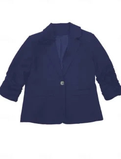 New Women's Blazer Comfortable Breathable Pocket Buttons Casual Plain Office Street Casual Daily Wear Single Breasted Regular Turndown Regular Fit Long Sleeve Outerwear Black White Navy Blue Summer Spring Women Blazers & Suits