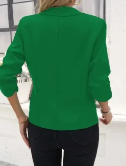 New Women's Blazer Comfortable Breathable Pocket Buttons Casual Plain Office Street Casual Daily Wear Single Breasted Regular Turndown Regular Fit Long Sleeve Outerwear Black White Navy Blue Summer Spring Women Blazers & Suits