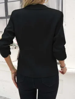 New Women's Blazer Comfortable Breathable Pocket Buttons Casual Plain Office Street Casual Daily Wear Single Breasted Regular Turndown Regular Fit Long Sleeve Outerwear Black White Navy Blue Summer Spring Women Blazers & Suits