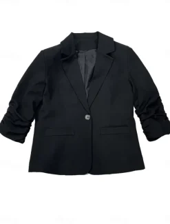 New Women's Blazer Comfortable Breathable Pocket Buttons Casual Plain Office Street Casual Daily Wear Single Breasted Regular Turndown Regular Fit Long Sleeve Outerwear Black White Navy Blue Summer Spring Women Blazers & Suits