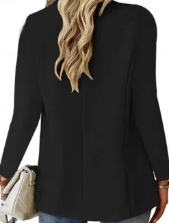 Clearance Women's Blazer Comfortable Breathable Pocket Casual Plain Office Street Casual Daily Wear Single Breasted Regular Turndown Regular Fit Long Sleeve Outerwear Black White Wine Fall Winter Women Blazers & Suits