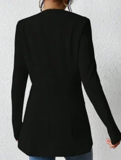 Outlet Women's Blazer Comfortable Breathable Buttons OL Style Casual Plain Office Street Casual Daily Wear Single Breasted Regular V Neck Regular Fit Long Sleeve Outerwear Black White Red Spring Fall Women Blazers & Suits