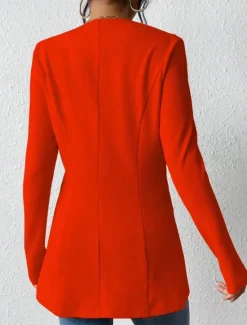 Outlet Women's Blazer Comfortable Breathable Buttons OL Style Casual Plain Office Street Casual Daily Wear Single Breasted Regular V Neck Regular Fit Long Sleeve Outerwear Black White Red Spring Fall Women Blazers & Suits