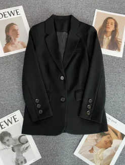 Clearance Women's Blazer Comfortable Breathable Pocket Casual Plain Office Street Casual Daily Wear Single Breasted Regular Turndown Regular Fit Long Sleeve Outerwear Black Pink Khaki Summer Spring Women Blazers & Suits