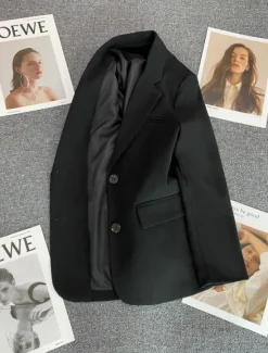 Clearance Women's Blazer Comfortable Breathable Pocket Casual Plain Office Street Casual Daily Wear Single Breasted Regular Turndown Regular Fit Long Sleeve Outerwear Black Pink Khaki Summer Spring Women Blazers & Suits