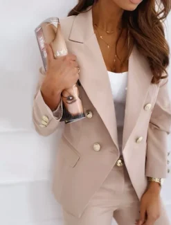 Sale Women's Blazer Formal Button Solid Color Casual / Daily Stylish Regular Fit Outerwear Long Sleeve Winter Black S Women Blazers & Suits