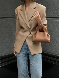 Discount Women's Blazer Formal Button Solid Color Comfortable Fashion Regular Fit Outerwear Long Sleeve Spring S Women Blazers & Suits