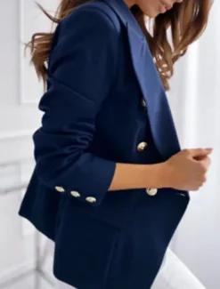 Clearance Women's Blazer Office Formal Button Pink Fall Windproof Streetwear Double Breasted Lapel Outerwear Long Sleeve Summer Black S Women Blazers & Suits