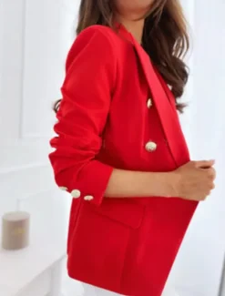 Clearance Women's Blazer Office Formal Button Pink Fall Windproof Streetwear Double Breasted Lapel Outerwear Long Sleeve Summer Black S Women Blazers & Suits