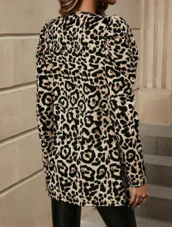 Discount Women's Blazer Outdoor Adjustable Leopard Comfortable Stylish Regular Fit Outerwear Long Sleeve Fall XL Women Blazers & Suits|Jackets