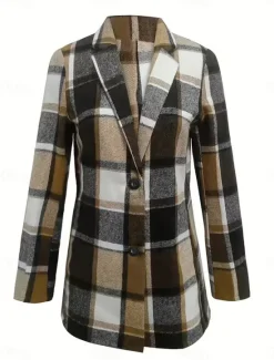 Sale Women's Blazer Outdoor Adjustable Plaid Breathable Stylish Regular Fit Outerwear Long Sleeve Fall S Women Blazers & Suits