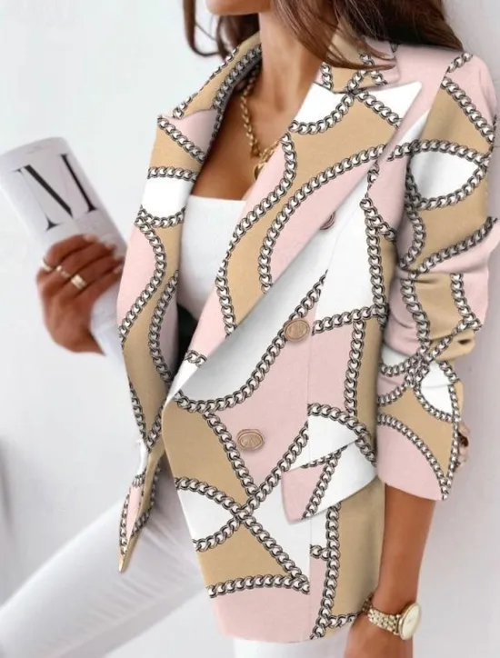 Sale Women's Blazer Plaid Print Coat Pink Camel Dusty Blue Elegant Daily Fall Double Breasted Notch lapel collar Regular Fit S M L XL XXL / Thermal Warm / Plaid / Check Women Blazers & Suits