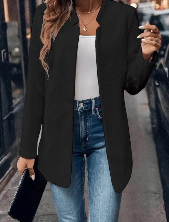 Hot Women's Blazer Solid Color Comfortable Fashion Regular Fit Outerwear Long Sleeve Winter Black S Women Blazers & Suits