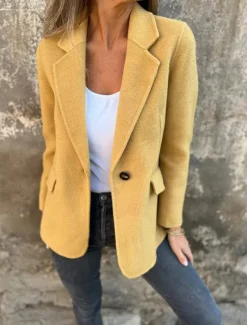 Outlet Women's Blazer V Neck Buttons Plain Comfortable Fashion Regular Fit Outerwear Long Sleeve Winter Black S Women Blazers & Suits