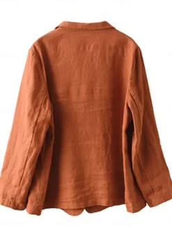 Sale Women's Blazer Work Button Solid Color Breathable OL Style Regular Fit Outerwear Long Sleeve Fall Orange M Women Blazers & Suits